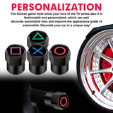 x xotic tech 4pcs Korean Game Style Tire Valve Stem Cover Caps Anodized Aluminum Alloy, Corrosion Resistant Leak-Proof Wheel Valve Cap Set, Universal for Cars Trucks Motorcycles SUVs