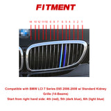Tri-Colored Front Kidney Grille Strips Clip Cover For BMW 7 Series E65 E66 06-08