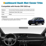 Black Dashboard Mat Poly Carpet DashMat Non-Slip Cover For Honda CRV 2023-2025