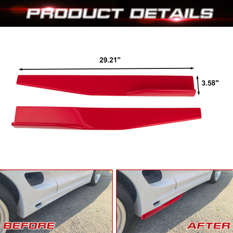 Xotic Tech Universal Car Side Skirt Rocker Panel Extension Left/Right Lower Side Skirts Splitters Diffuser Winglet Wings Body Kit Fits Universal Vehicles 29" (Red) 2PCs