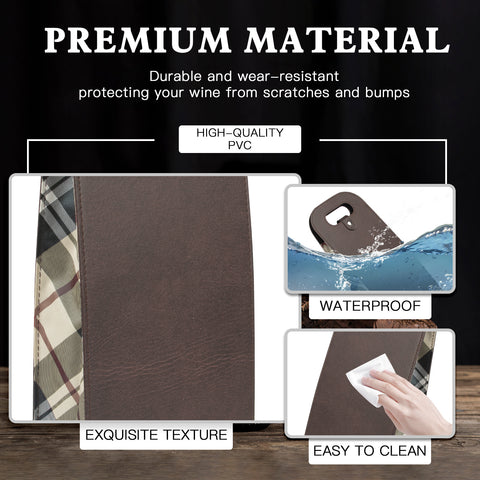 2-Bottle Leather Wine Tote Bag Protector Champagne Gift Bag with Handle For Gift