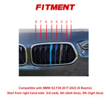 Tri-Colored Front Center Kidney Grille Strips Clip Cover For BMW X2 F39 2017-23
