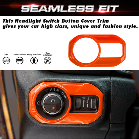 x xotic tech Headlight Switch Button Cover Trim Compatible with Jeep Wrangler JL JLU 2018-up & Gladiator JT 2020-up Interior Accessories(Red)