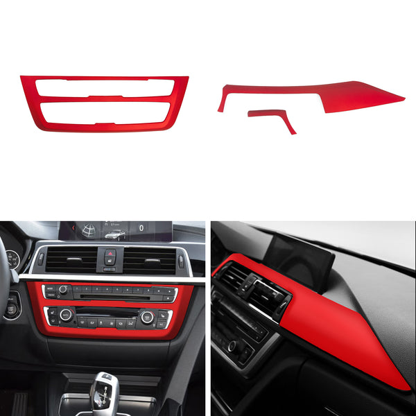 Red Center Console Stripe IDrive Button Gear Panel Cover For BMW 3 Ser