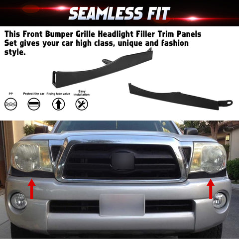 Front Bumper Grille Headlight Filler Trim Panels Fit For Toyota Tacoma 2005-2011