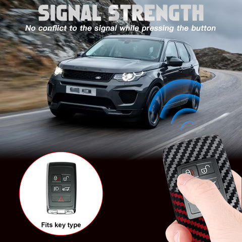 x xotic tech Glossy Black/Red Mix Color Carbon Fiber Texture Hard Plastic Key Fob Cover Case Compatible with Land Rover Range Rover Sport Evoque 2018-up, Defender 2020-up, Discovery 2019-up