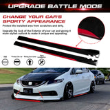 Front Bumper Lip Chin Spoiler+ 2M Side Skirt Winglets Diffusers+ Adjustable 10"-13" Support Rod Compatible with Honda Accord Civic or VW MK5 MK6 MK7 or Kia Optima, Glossy Black w/Red