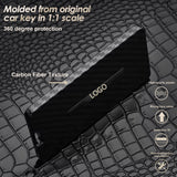 x xotic tech Key Card Holder Compatible With Tesla Model 3 Y S X Cybertruck, Glossy Black Carbon Fiber Finish Hard Plastic Cover Protective Card Case Keychain