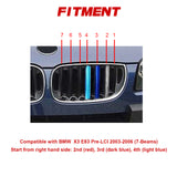 Tri-Colored Front Center Kidney Grille Strips Clip Cover For BMW X3 E83 2003-06