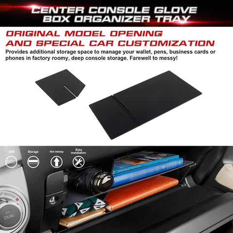 Interior Auto Center Console Armrest Box Secondary Storage Coin Holder Tray Organizer w/Black Anti-Dust Mats + Glove Box Divider, Compatible with Toyota 4Runner 2010-2023