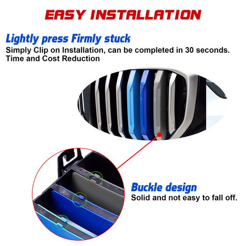 Set Tri-Colored Front Kidney Grille Strips Clip Cover For BMW X5 G05 2024 2025