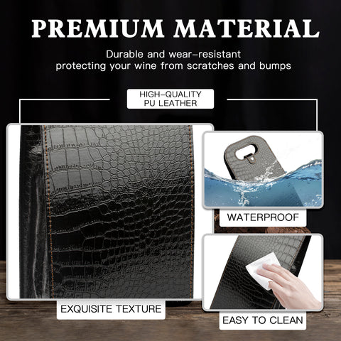 2-Bottle Leather Wine Tote Bag Protector Champagne Gift Bag with Handle For Gift