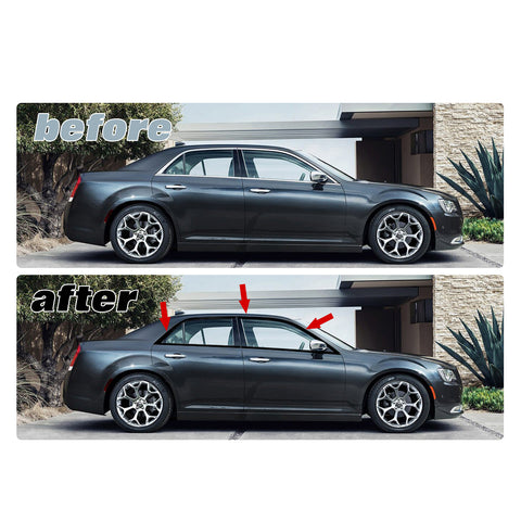 Dark Black Chrome Delete Blackout Window Cover Decal For Chrysler 300 2011-2021