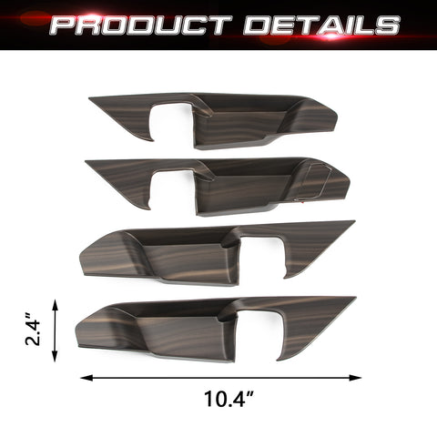 4X Wood Pattern Interior Door Handle Bowl Cover For Toyota RAV4 2019-2024