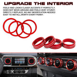Red Air Vent Outlet + AC Climate Control Ring Cover For Toyota Tacoma 2016-2023