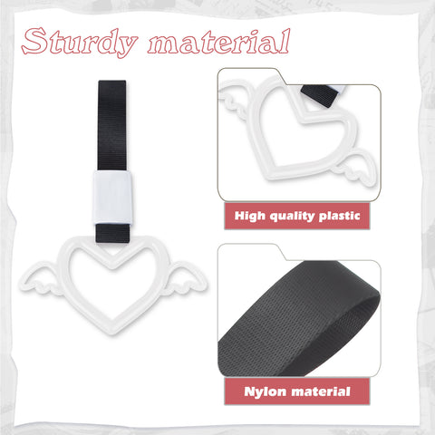 x xotic tech JDM Angel Wing Shaped Tsurikawa Subway Train Bus Handle Straps Drift Charm Rear Bumper Warning Loops Ring for Cars, SUV Interior Exterior Decoration