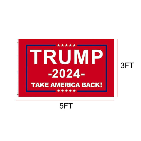 Trump 2024 Flag, Double Sided 3 Ply Heavy Duty Red Take America Back Flag 3x5FT Flag Banner for Outside with 2 Brass Grommets UV Protection Fade Resistant for Indoor Outdoor Decorations