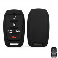 Black Soft Silicone 5 Button Remote Key Fob Cover Case for RAM 1500 2500 3500