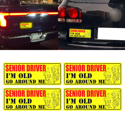 x xotic tech Elderly Driver Car Magnet Reflective Senior Driver Magnet Signs for Car Old People Gag Gifts Yellow Sign Magnetic Bumper Sticker for Grandma Grandpa