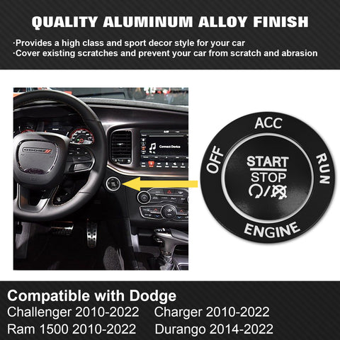 Keyless Engine Push Start Button & Surrounding Ring For Dodge Charger Challenger