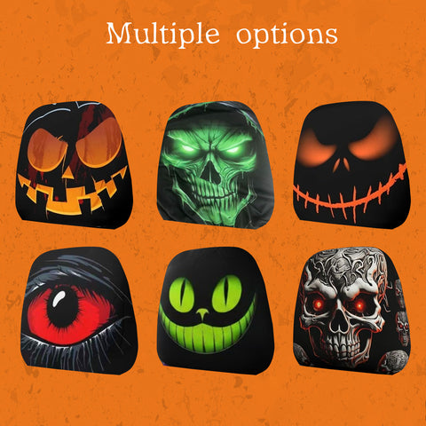 Auto Universal Fit Front Seat Halloween Scary Personalized Mask Head Rest Cover