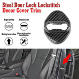 Carbon Fiber Black Door Lock Lock-stitch Cover Trim For Honda Toyota Subaru Mazda