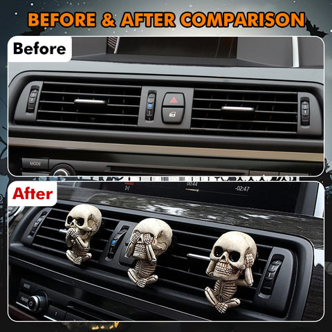 Skull Car Air Fresheners Vent Clips for Halloween Car Interior Decorations