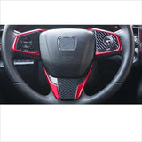 Red w/Carbon Fiber Pattern Steering Wheel Cover Decor For Honda Civic 2016-21