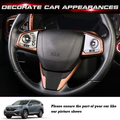 Inner Peach Wood Grain Steering Wheel Frame Cover Trim For Honda CR-V 2017-2022