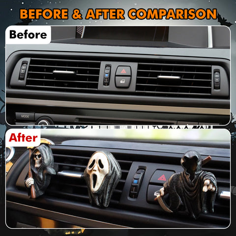 Skull Car Air Fresheners Vent Clips for Halloween Car Interior Decorations