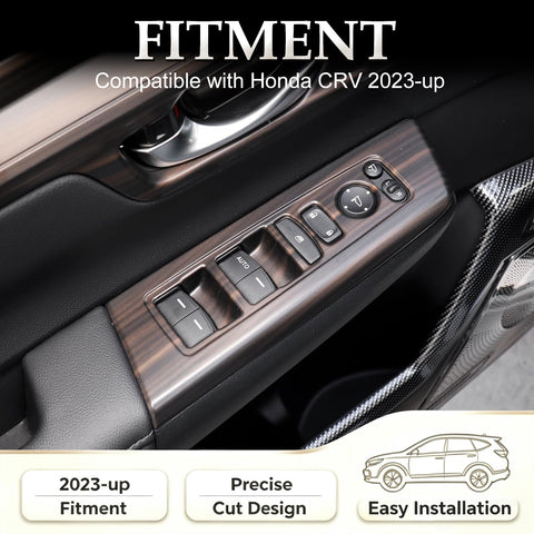Wood/ Carbon Look Window Control Panel Cover Switch Trim For Honda CRV 2023-2027