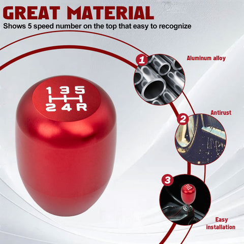 JDM Universal Aluminum 5 Speed Manual Car Gear Stick Shift Knob Shifter Lever