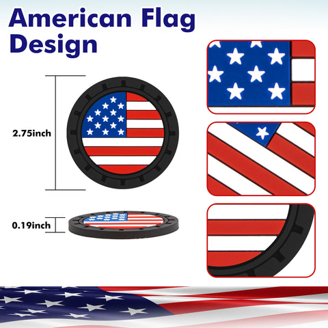 2.75 Inches USA Flag Style Anti Slip Drink Cup Holder Insert Mat Universal Fit