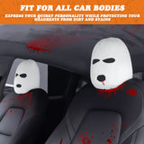 Xotic Tech Car Funny Decoration Spoof Balaclava Face Headrest Cover, Scary Bank Robber Costume Front Seat Head Rest Protector, Halloween Bandit Mask Auto Accessories Universal for Most Car-White