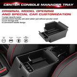 Center Console Armrest Box Secondary Storage Coin Holder Tray Organizer w/Black Anti-Dust Mats + 2PCS Soft Car Cup Holder Coasters, Compatible with Kia Forte 2019-2023