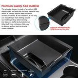 2PCS Interior Center Console Organizer Tray Armrest Black ABS Layer Hidden Cubby Drawer Storage Box Phone Coin Holder Tray Compatible with Tesla Model 3 Model Y 2021-UP