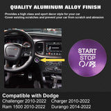 Alloy Engine Start Stop Push Button Cover For Dodge Charger Challenger 2010-2022