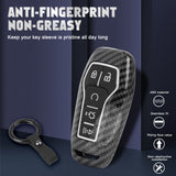 Carbon Fiber Texture Remote Key Holder Case Skin For Ford Mustang Edge Fusion Lincoln