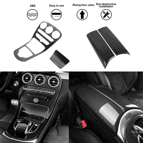 Gear Shift Media Armrest Storage Box Molding Trim For Mercedes C Class 2015-2018