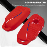 x xotic tech Soft Silicone Key Fob Cover Case Compatible with BMW X7 IX I5 M60 X5 X6 IX I7 5 7 Series 2023 2024 2025 2026, Intelligent Car Side Button Smart Key Protector