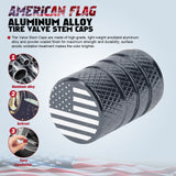 4pcs American Flag Tire Valve Stem Cover Caps Anodized Aluminum Alloy, Corrosion Resistant Leak-Proof Wheel Valve Cap Set, Universal for Cars Trucks Motorcycles SUVs