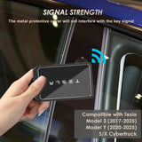 x xotic tech Transparent Card Key Holder, Card Protective Case Cover Comapatible with Tesla Model Y/3/S/X Cybertruck Accessories, Full Protection Key Fob Shell Key Chain(Aluminum Alloy)