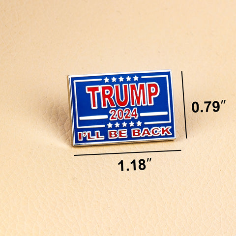 Donald Trump 2024 I'LL BE BACK Patriotic USA Flag Metal Tie Tack Badge Pin 2pcs