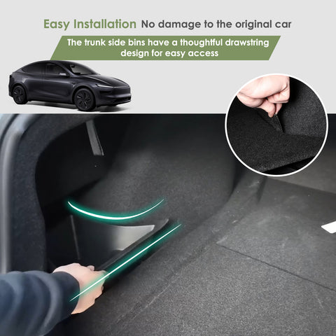 Rear Trunk Storage Bins Side Box with Carpeted Lid For Tesla Model Y Juniper 25+