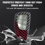 x xotic tech Glossy Black/Red Mix Color Carbon Fiber Texture Hard Plastic Key Fob Cover Case Compatible with Chevy Silverado 1500 or GMC Sierra 1500 2022-up, Silverado 2500HD 3500HD Tahoe 2024-up