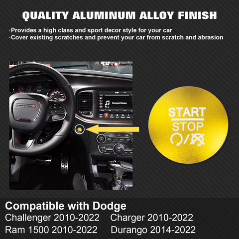 Alloy Engine Start Stop Push Button Cover For Dodge Charger Challenger 2010-2022