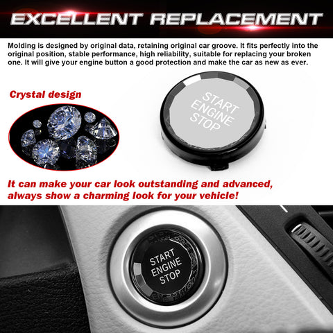 Black Engine Start Control Button Crystal Cover For BMW 3 Series E90 2005-2012