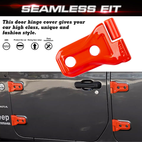 x xotic tech Door Hinge Cover Trim Decoration Exterior Accessories Compatible with Jeep Wrangler JL JLU 2018-up & Gladiator JT Truck 2020-up (8Pcs)