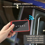 x xotic tech Transparent Card Key Holder, Card Protective Case Cover Comapatible with Tesla Model Y/3/S/X Cybertruck Accessories, Full Protection Key Fob Shell Key Chain(Aluminum Alloy)