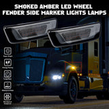 Clear Lens Chrome Amber LED Wheel Fender Side Marker Light Truck Signal Lamps For Kenworth T680 T700 T880 Peterbilt 567 Set-Back Axle models